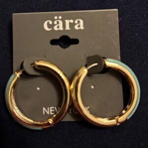Cara Couture Gold and Blue Hoop Earrings